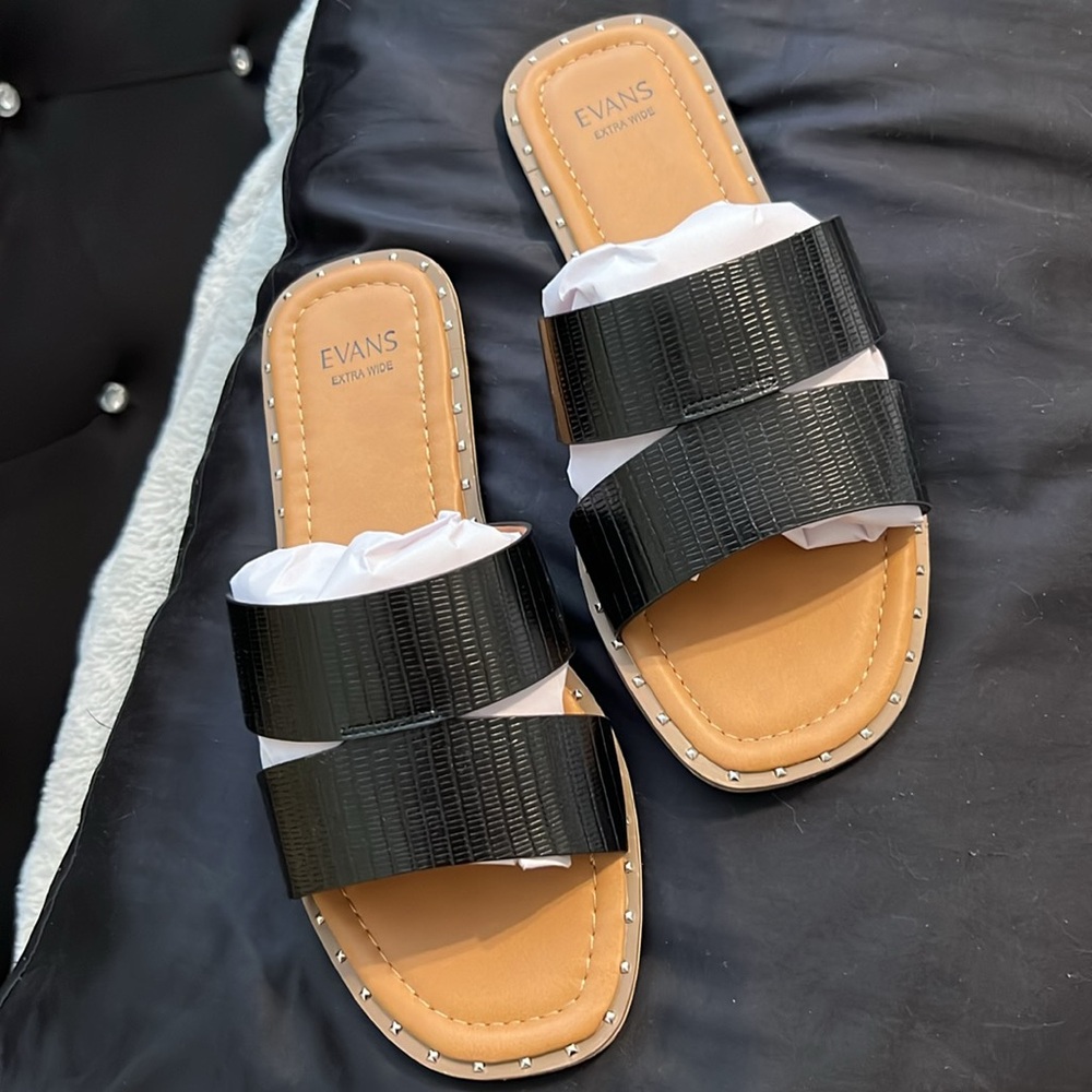 Evans Black Double-Band Slide Sandals - Picture 3 of 3